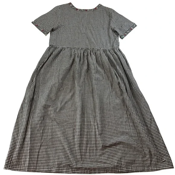 Vintage Bryn Connelly Gingham Embroidered Cotton Midi Dress M Cottagecore Boho - Picture 7 of 7